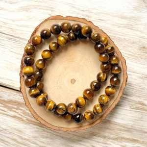 Pulsera con cuentas de ojo de tigre dorado Natural para hombres y mujeres, joyería de piedra curativa con deslumbrantes cuentas de piedra de ojo de tigre dorado - Product Image 2