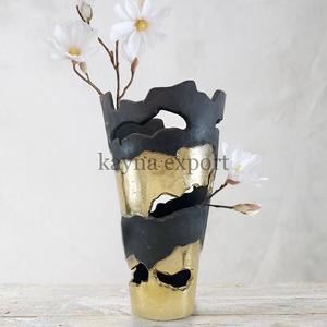 Jarrón de Flores de Metal de Diseño Personalizado Hecho a Mano, Decoración de Mesa Chapada en Oro para Bodas, Hecho de Aluminio, Jarrón de Metal Largo - Product Image 5