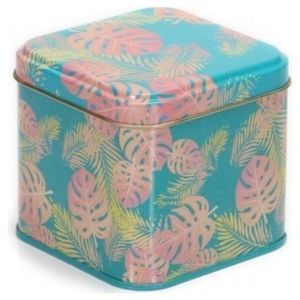 Boîte de rangement décorative carrée 90x90x80mm avec couvercle coulissant Capacité de 0.6 L Motif Feuille Design - Product Image 3