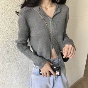 <b>Women's</b> Trendy Casual <b>White</b> Long-Sleeved Knitted <b>Cardigan</b> Autumn Winter Outer Wear Versatile Loose Short Coat with Front Logo - Product Image 1