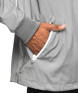 <b>Men's</b> Hooded Quarter-Zip Windbreaker <b>Jacket</b> <b>Lightweight</b> Breathable Solid Gray Sporty Long Sleeve Polyester Outerwear Casual - Product Image 2