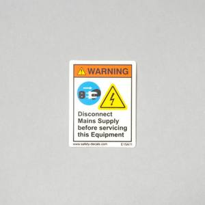 High Voltage Safety Warning Sign Disconnect Mains Supply Servicing Equipment Electrical Hazard Precaution Label Adhesive <b>Sticker</b> - Product Image 2