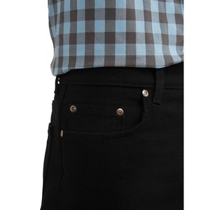 กางเกงยีนส์เข้ารูปสำหรับผู้ชายในช่วงฤดูร้อนเที่ยงคืนสีดำจางลงพร้อมกับความประณีตในเมืองที่ออกแบบมาสำหรับคนทันสมัยที่เต็มไปด้วยสัมผัสด้านแฟชั่น - Product Image 2