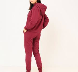 Chándal de invierno de talla grande para mujer transpirable 100% algodón poliéster ligero pantalones de chándal con capucha frontal último diseño impreso - Product Image 5