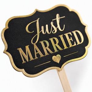 <b>Wedding</b> Photo Booth <b>Props</b> Mr Mrs Just Married Handheld Signs Party <b>Props</b> for Bridal Shower <b>Wedding</b> Decoration - Product Image 2