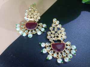 Pendientes de Perlas de Imitación Chapados en Oro del Mejor Fabricante Indio, Joyería de Moda Hip Hop para Mujer, Calidad de Exportación - Product Image 3