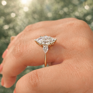 Bagues en diamant Marquise néerlandaise, diamants de laboratoire, clarté VVS, bagues en diamant de forme fantaisie, bagues de fiançailles et de mariage Marquise néerlandaise 14K - Product Image 3