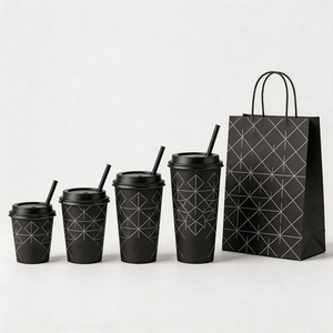 LOKYO Vasos Personalizados de Doble Pared Desechables de 10oz para Bebidas Calientes y Té con Leche, Vasos de Papel para Café de 12oz con Tapa - Product Image 1
