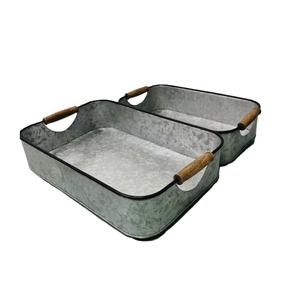 Plateau de service rectangulaire en métal de style industriel avec poignées Plateau de présentation en fer vintage pour cuisine restaurant ou décoration intérieure - Product Image 4