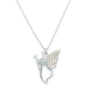 Collier en argent sterling Modèle 925 Flying Angel avec pierre blanche et cristaux blancs, accessoire élégant et féminin - Product Image 1