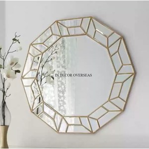 Miroir mural de forme ronde encadré par un designer unique au look attrayant en métal robuste plaqué or de haute qualité à un prix impressionnant - Product Image 4