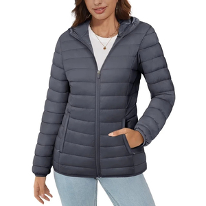 OEM Lightweight Women's Coat Warm Nylon Water Breathable Resistant <b>Jackets</b> Spring Autumn Casual Hooded Zipper Puffer <b>Jackets</b> - Product Image 3