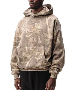 Heavyweight 100% Cotton Eco-Friendly Screen Print Camouflage <b>Hoodie</b> <b>Men</b> Clothing Streetwear Custom Distressed Zip-Up 500 Gsm - Product Image 4