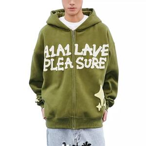 Sudadera con capucha y cremallera polar de algodón pesado de alta calidad con estampado 3D personalizado ropa informal forrada diseño precio al por mayor para adultos - Product Image 6