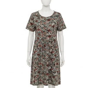 ชุดเดรสลำลองพิมพ์ลายเป็นมิตรกับสิ่งแวดล้อม ผ้าโพลีเอสเตอร์ผสม เนื้อผ้านุ่ม ทรงเอวต่ำ แขนสั้น น้ำหนักเบา เหมาะสำหรับใส่ในชีวิตประจำวัน แฟชั่นเสื้อผ้า - Product Image 1