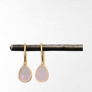 Exclusive 925 Sterling Silver Pink Rose Jewelry Gold-Plated Pear Shape Gemstone Earrings With <b>Diamond</b> for <b>Wedding</b> or Gift - Product Image 2