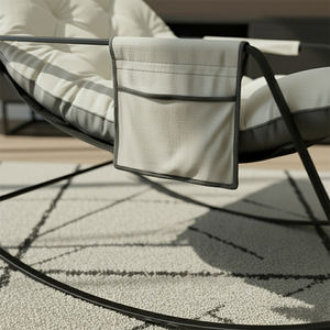 Silla Mecedora Ergonómica Extra Grande, Moderna y Elegante, con Asiento Doble, Tapicería de Terciopelo, Estructura con Recubrimiento de Polvo Negro, para Oficina en Casa - Product Image 3