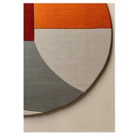 Modern 8*10 ft Beige Grey Wool Area Rug Unique Hand Tufted High Pile Soft Irregular Shape Abstract Design Anti-Bacteria Non-Slip