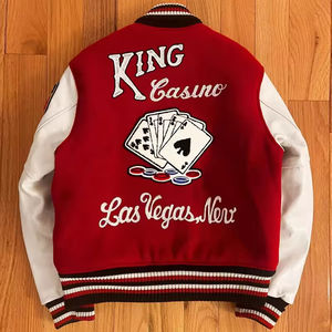 Personalizado de los hombres Letterman Varsity chaquetas cálidas de invierno de béisbol Bomber mangas de cuero Chenille bordado Logo tela Varsity - Product Image 6