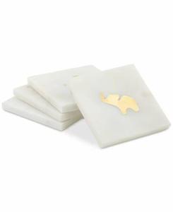 Sous-verre en marbre imprimé belle feuille 4 pièces ensemble tapis de tasse rond personnalisé facile à nettoyer napperons ensemble de dessous de verre en marbre - Product Image 6