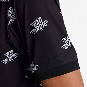 Polo noir personnalisé pour homme avec logo imprimé, motif respirant, manches courtes, col chemise - Product Image 4