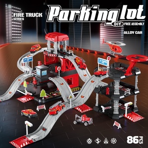 Jouet de simulation de <span class=keywords><strong>garage</strong></span> de stationnement <span class=keywords><strong>pour</strong></span> enfants, à assembler soi-même, en alliage, avec voitures de course et camions sur piste, cadeau <span class=keywords><strong>pour</strong></span> garçons - Product Image 2