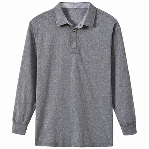 Polo de color gris de la mejor calidad para hombre, ropa informal de manga larga, polo hecho de poliéster con diseño de logotipo personalizado - Product Image 1