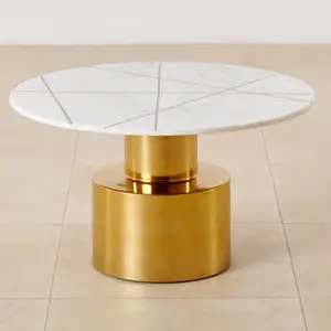 Lüks düğün ve parti promosyon tasarımcı Metal mermer masa altın yuvarlak sehpa toptancı fiyat hindistan