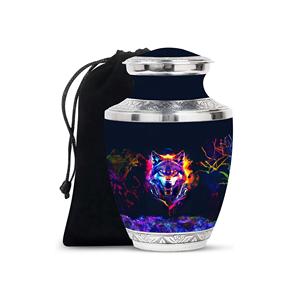 Urna funeraria de diseño de lobo para papá, urna de cremación para adultos, urna conmemorativa masculina para cenizas humanas para mujeres, urna decorativa de tamaño personalizado - Product Image 1