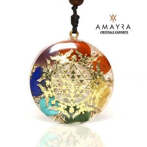 Orgone Gemstone Seven Chakra Shri Yantra Pendentif Hexagonal 100% Cristaux Véritables Naturels Faits à la Main De Cristaux Amayra Exportations - Product Image 5