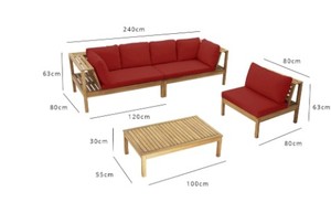 Conjunto de Sofás para Exteriores Hecho con Estructura de Madera de Teca Sólida en Color Natural y Cojines de Calidad para Protección Solar - Product Image 6