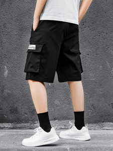 Short en jean baggy hip hop streetwear pour hommes avec plusieurs poches Short cargo en coton à motifs solides pour hommes - Product Image 2