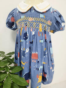 Vestido de algodón con estampado de dibujos animados para niñas, ropa informal de verano personalizada, venta al por mayor, barata - Product Image 5