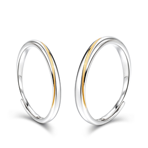 Jeulia Every Side of Love Mobius Two Tone Adjustable Sterling Silver <b>Couple</b> <b>Rings</b> - Product Image 3