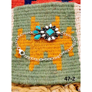 Southwest Handmade Santa Maria <b>Bracelet</b> with White Buffalo & Sterling <b>Silver</b> Featuring Turquoise Flower Stone - Product Image 3