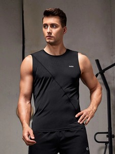 Meilleur prix Vente en gros Débardeur de gymnastique respirant à séchage rapide Hommes Polyester Activewear Fitness Homme Débardeurs Type de motif d'entraînement Blanc - Product Image 3