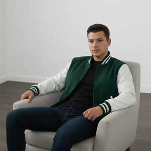 Vestes universitaires en laine Melton pour hommes Vente en gros Veste Letterman avec manches en cuir - Product Image 1