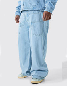 กางเกงยีนส์แนววินเทจใส่ได้ทุกเพศกางเกงขาบานเอวสูงทรงหลวมสำหรับฤดูใบไม้ร่วง - Product Image 1