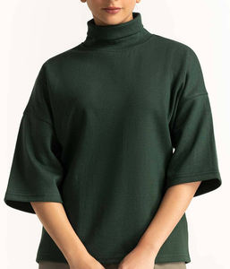 Mujeres de manga larga con capucha de algodón polar al por mayor de gran tamaño de cuello alto sudaderas para las mujeres - Product Image 3