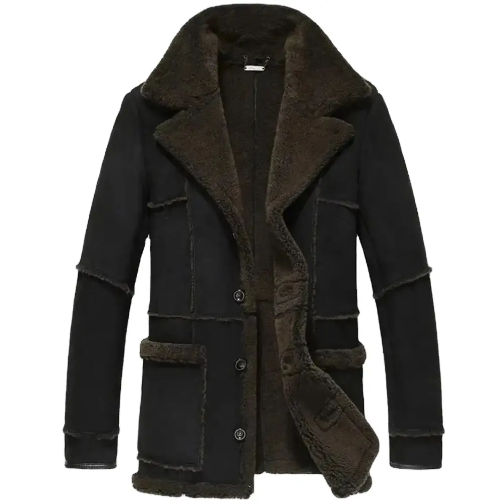 Beli mantel kulit domba pria, jaket bahan kualitas tinggi musim dingin