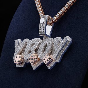 Pendentif YBOY personnalisé avec dés | Bijoux Hip Hop glacés en argent sterling 925 VVS Moissanite - Product Image 1