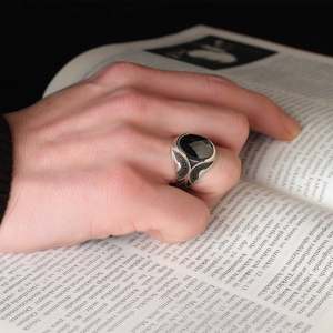 Wholesale Azuris VALKH1204 925 Sterling Silver Ottoman Style Men's <b>Ring</b> with Natural Stone Agate Handmade in <b>Turkey</b> - Product Image 3