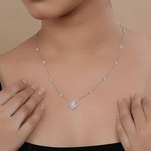 Elegante Collar con Colgante de Diamante Moissanite de Corte Redondo con Halo, para Mujer, con Cadena de Plata 925 con Engaste de Bisel, a Bajo Precio - Product Image 3