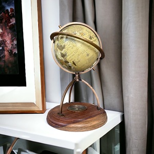 Luxury Handmade Brass World <b>Globe</b> with Compass Vintage Nautical Desk Decor by Tajdaar Handicrafts - Product Image 3
