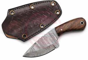 Cuchillo de caza hecho a mano de acero inoxidable de Damasco | Cuchillo de desollado profesional con estuche de cuero - Product Image 6