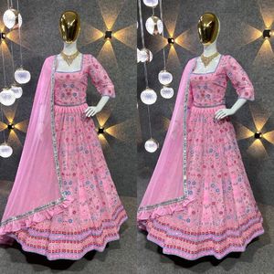 Lehenga de Diseñador Indio Listo para Usar, con Bordado de Lentejuelas en Georgette y Dupatta, para Bodas, Fiestas, Estilo Bollywood para Mujer - Product Image 2