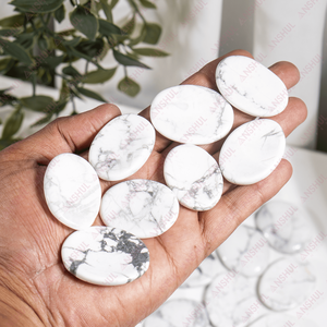 Wholesale Bulk Selling White Howlite Oval Shape Worry Stone Polished Thumb Stone For Decoration Meditation Pocket Healing Stone - Product Image 3