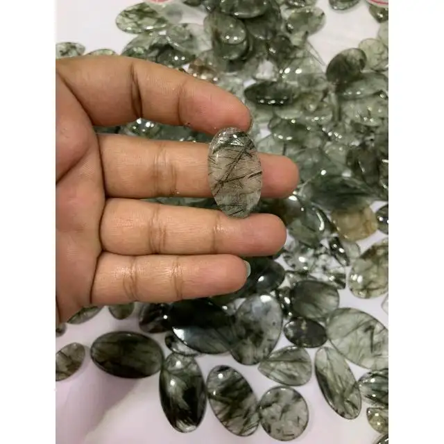 100% Natural Green Rutile Cabochon Gemstones Wholesale Product Best Quality Material Jewellery Making