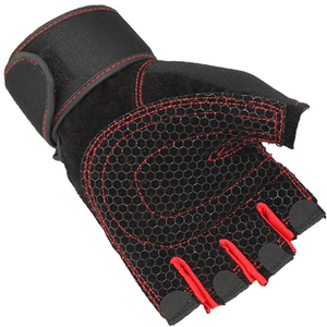 Gants de sport en coton à demi-doigts pour hommes et femmes, poids lourd, avec paumes rembourrées, prise ferme, soutien du poignet pour la musculation - Product Image 2