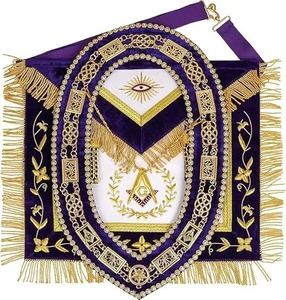 Tablier maçonnique de maître maçon de la grande loge, 100% peau d'agneau, avec collier à chaîne, fait à la main, type de tissu : cuir - Product Image 1